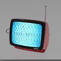 Red Retro Television With Blue Screen And Antenna