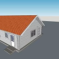 Wooden House Exterior Design With Red Roof White Walls And Multiple Windows