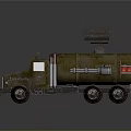 Olive Green Military Truck With Front Plow Roof Mounted Cannon And Tank Body