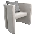 Modern Light Gray Upholstered Accent Chair With Armrests And Throw Pillow