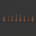 Ornate Chessboard With Blue And Brown Chess Pieces On Checkerboard Pattern