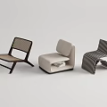 Modern Accent Chairs With Striped Patterns Wooden Frames And Upholstered Seats 3d model