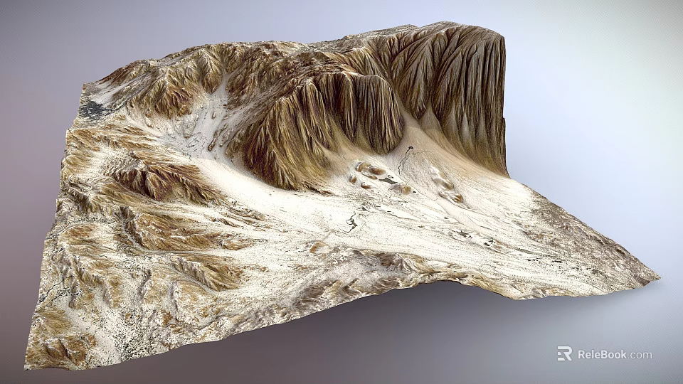Garden Landscape 3D Mountain Terrain Model With Textured Surface And Undulating Natural Landforms 3d model 