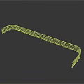 Curved Long Metal Frame Structure With Red And Silver Metal Bars