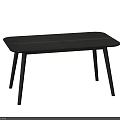 Modern Black Dining Table With Wood Grain Stripe And Sleek Thin Legs 3d model