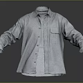 Gray Long Sleeve Casual Shirt with Chest Pocket and Classic Design