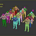 Group of Robotic Warriors In Silver Black Armor Standing In Formation