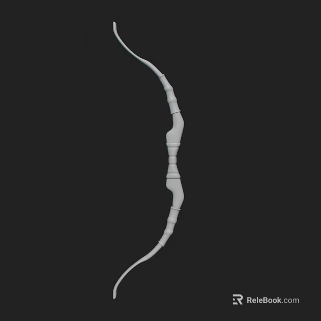 White Bow Weapon 3D Model With Detailed Design On Black Background 3d model