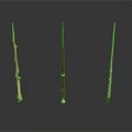 Three Decorative Wand Sculptures With Intricate Carvings And Detailed Designs