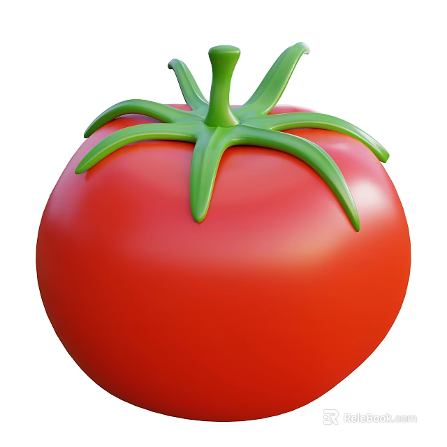 Fresh Red Ripe Tomato With Green Leafy Stem Healthy Vegetable Option 3d model 