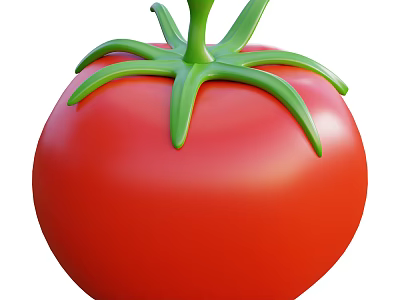 Fresh Red Ripe Tomato With Green Leafy Stem Healthy Vegetable Option 3d model
