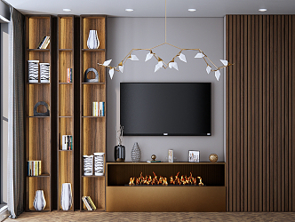 Modern TV background cabinet 3d model