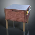 Simple Modern Wooden Nightstand With Drawer Handle Side Compartment Holding Items And Legs