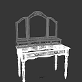 Elegant White Dressing Table With Arched Mirror Multiple Drawers And Carved Legs 3d model
