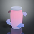 Pastel Pink Gradient Jar With White Lid And Cloud Shaped Decorations