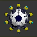 Futuristic Spherical Sci Fi Tech Device With Yellow Modules And Blue Circular Components 3d model