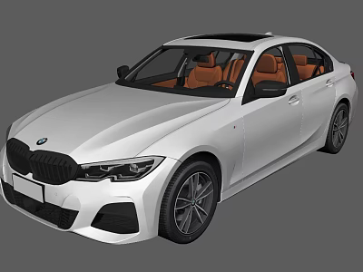 Modern White Sedan Car With Black Roof And Brown Interior Design 3d model