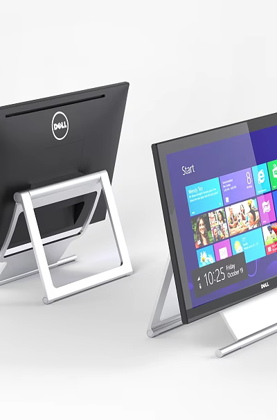 Dell Computer Monitors With Sleek Design And Modern Stand Displaying App Icons On Screen 3d model