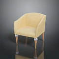 Elegant Cream Colored Armchair With Wooden Legs And Silver Accents