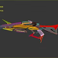 Futuristic Sci Fi Weapon 3D Model with Yellow Gray Sharp Aerodynamic Design 3d model