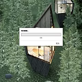 Modern Forest Guesthouse With Geometric Wooden Structure Glass Windows And Warm Interior Lights