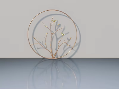 Modern Hinged Door Design With Metal Frame Decorative Branches And Yellow Flowers 3d model