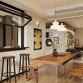 Modern Cream Style Living And Dining Room With Art Gallery Wall And Lush Green Plants