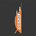 AVID FLEX Display Shelf With Orange And White Bottled Products And Top Logo