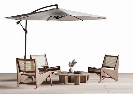 Outdoor Leisure Chair Outdoor Table and Chair Rattan Chair Sunshade 3d model