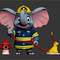 Elephant Firefighter Firefighter Fire Fighting Suit Vasuit Vasuit Vasuit Hoses 3d model