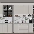Modern Wine Cabinet With Glass Doors Built In Lighting And Decorative Storage In Home Interior