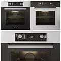 Kitchen Appliances Featuring Different Designs Black and Silver Control Panels with Knobs and Time 3d model