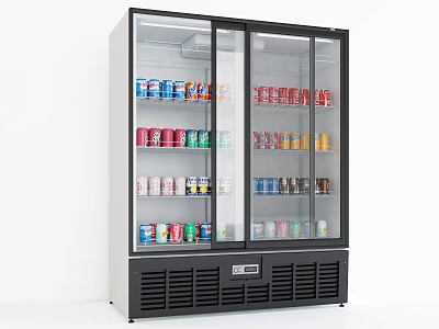 Commercial Double Door Glass Refrigerated Display Case For Canned Drinks Storage 3d model