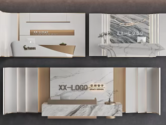 Image wall background wall company reception 3d model
