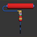 Red Paint Roller With Blue Handle And Colorful Grip For Wall Painting