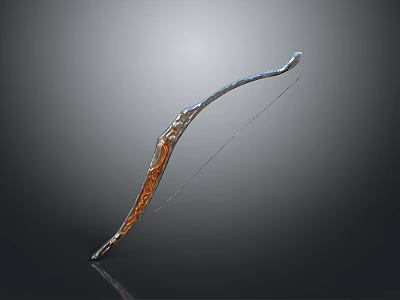 Modern Metallic And Wooden Long Sculpture With Dark Background Reflective Surface 3d model