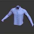 Blue Long Sleeve Shirt With Button Front Design And Classic Collar 3d model