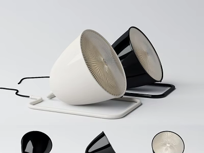 Modern White And Black Table Lamps With Square Base And Mesh Shades 3d model