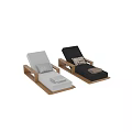 Stylish Lounge Chair With Wooden Frame Black White Cushions Pillow And Towel