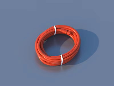 Orange Coiled Cable Neatly Wrapped With White Straps Practical Electrical Accessory 3d model