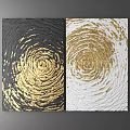 Wall Decor with Textured Spiral Pattern in Black Gold and White Background 3d model