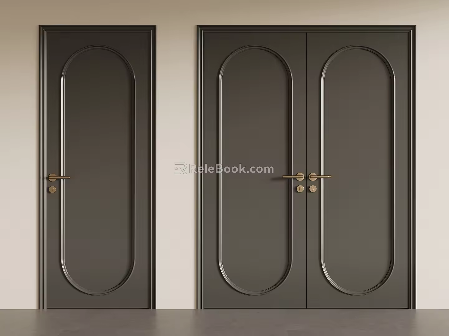 Modern Middle-style Double-door Single-door Swing-door 3d model