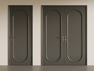 Modern Middle-style Double-door Single-door Swing-door 3d model