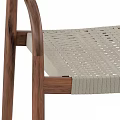 Modern Leisure Chair With Wooden Frame Curved Armrests And Woven Seat