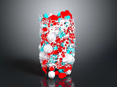3D Organ Structure With Red Blue White Fibrous Hair Like Components 3d model