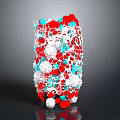 3D Organ Structure With Red Blue White Fibrous Hair Like Components