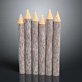 Wooden Pencils With Yellow Tips Natural Texture And Cylindrical Shape Arranged In Row