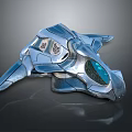 Futuristic Silver Blue Mechanical Device With Streamlined Armored Structure And Transparent Section 3d model