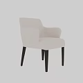 Modern Beige Fabric Dining Chair With Comfortable Arms And Black Legs
