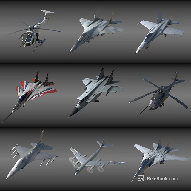 Modern Military Fighter Jets Featuring Various Designs And Multiple Angles 3d model